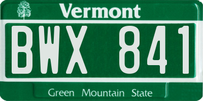 VT license plate BWX841