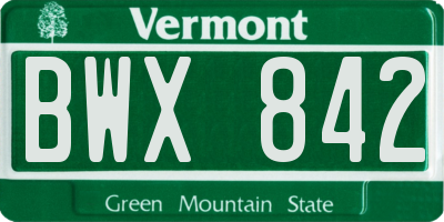 VT license plate BWX842