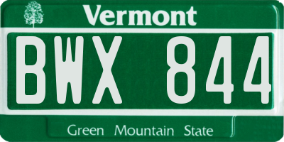 VT license plate BWX844