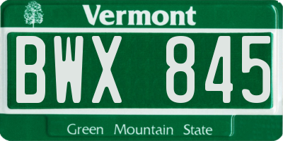 VT license plate BWX845