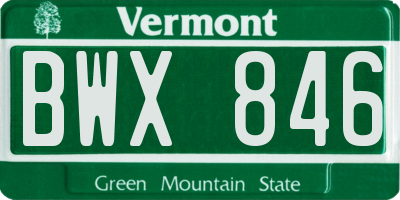 VT license plate BWX846