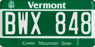 VT license plate BWX848
