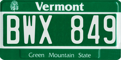 VT license plate BWX849