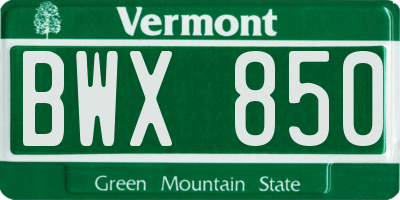 VT license plate BWX850