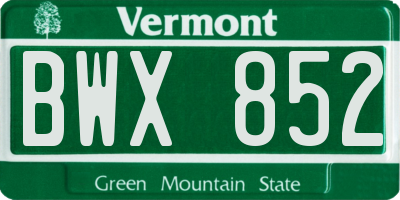 VT license plate BWX852
