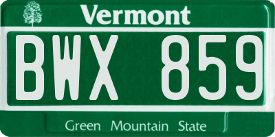 VT license plate BWX859