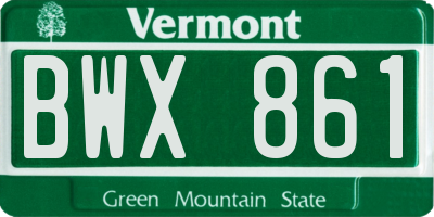 VT license plate BWX861