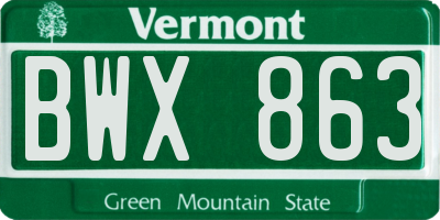 VT license plate BWX863