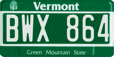 VT license plate BWX864