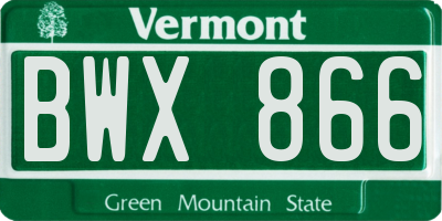 VT license plate BWX866