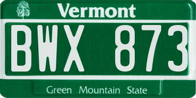 VT license plate BWX873