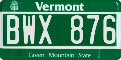 VT license plate BWX876
