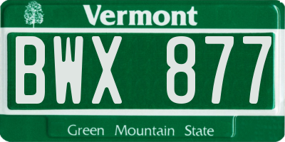 VT license plate BWX877