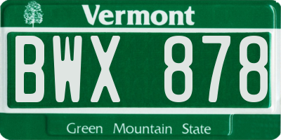 VT license plate BWX878