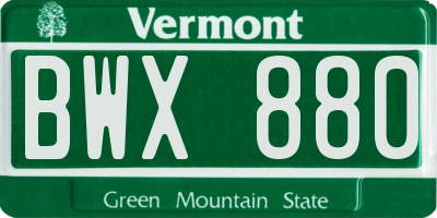 VT license plate BWX880
