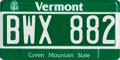 VT license plate BWX882