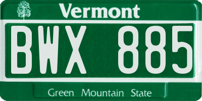 VT license plate BWX885