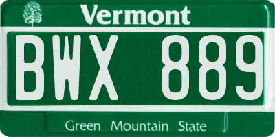 VT license plate BWX889