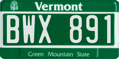VT license plate BWX891
