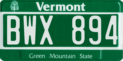 VT license plate BWX894