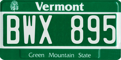 VT license plate BWX895
