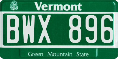 VT license plate BWX896