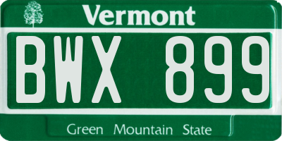 VT license plate BWX899