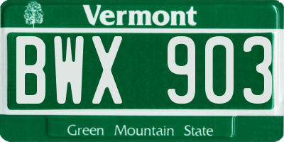 VT license plate BWX903