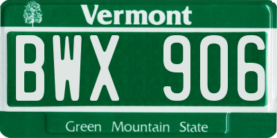 VT license plate BWX906