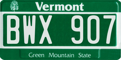VT license plate BWX907