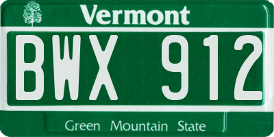 VT license plate BWX912