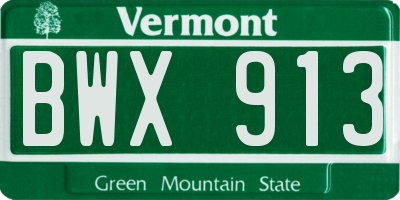 VT license plate BWX913