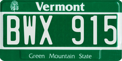VT license plate BWX915