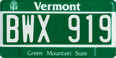 VT license plate BWX919