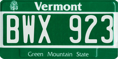 VT license plate BWX923