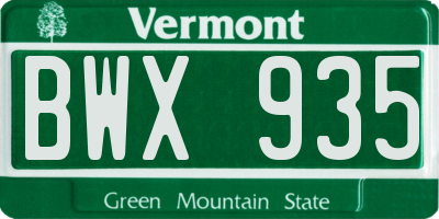 VT license plate BWX935