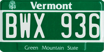 VT license plate BWX936