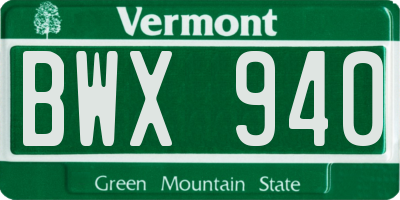 VT license plate BWX940