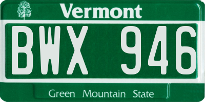 VT license plate BWX946