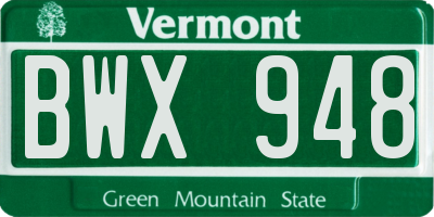VT license plate BWX948