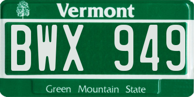 VT license plate BWX949