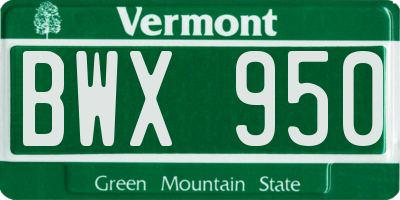 VT license plate BWX950