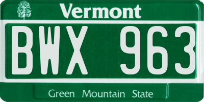 VT license plate BWX963