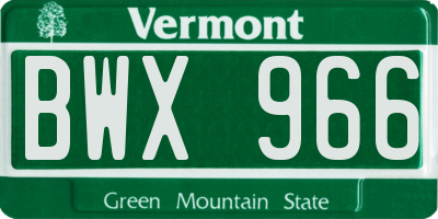 VT license plate BWX966