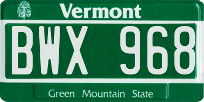 VT license plate BWX968