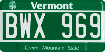 VT license plate BWX969