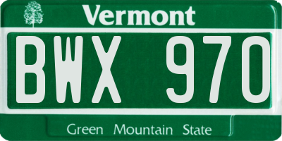 VT license plate BWX970