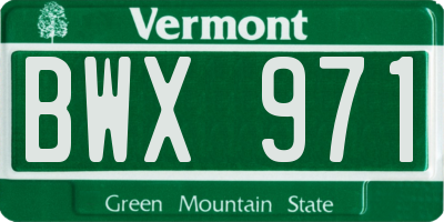VT license plate BWX971