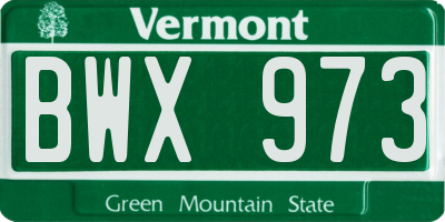 VT license plate BWX973
