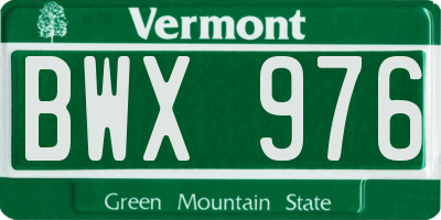 VT license plate BWX976